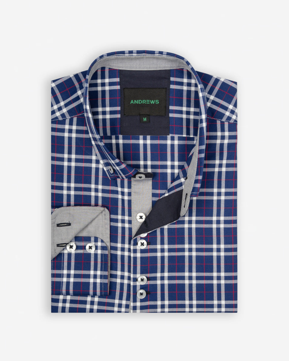 Camisa para Hombre de Algodón Pima Azul a Cuadros | Colección inspirada en Arezzo