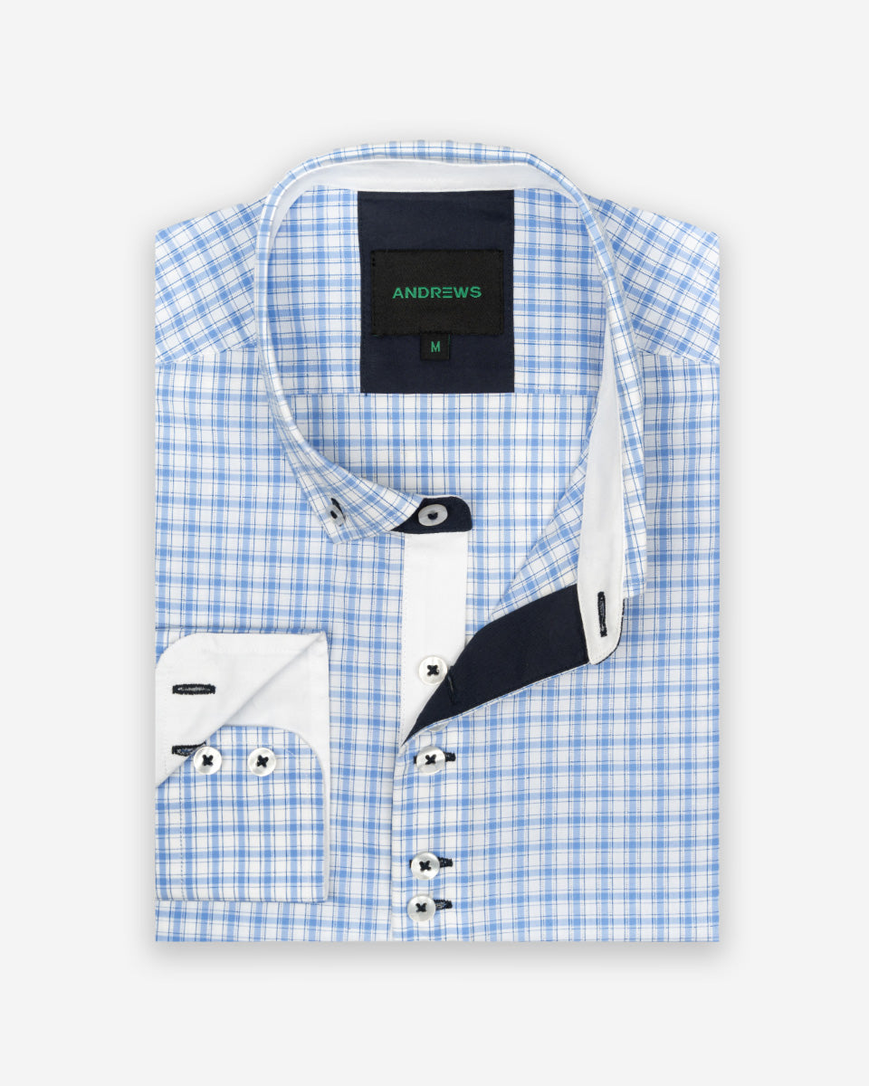 Camisa para Hombre de Algodón Pima Blanco a Cuadros | Colección inspirada en Arezzo