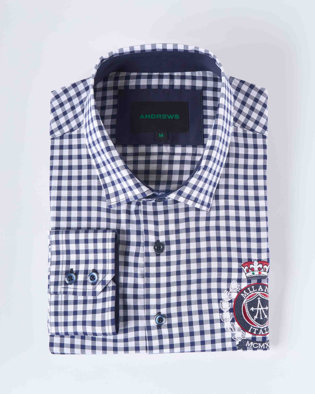 Camisa Casual a Cuadros con Bordado - Azul