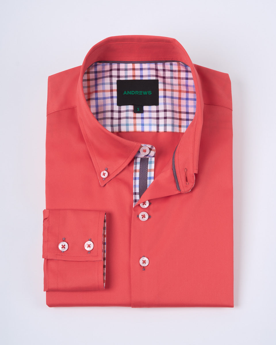 Camisa Casual Satinada - Rojo