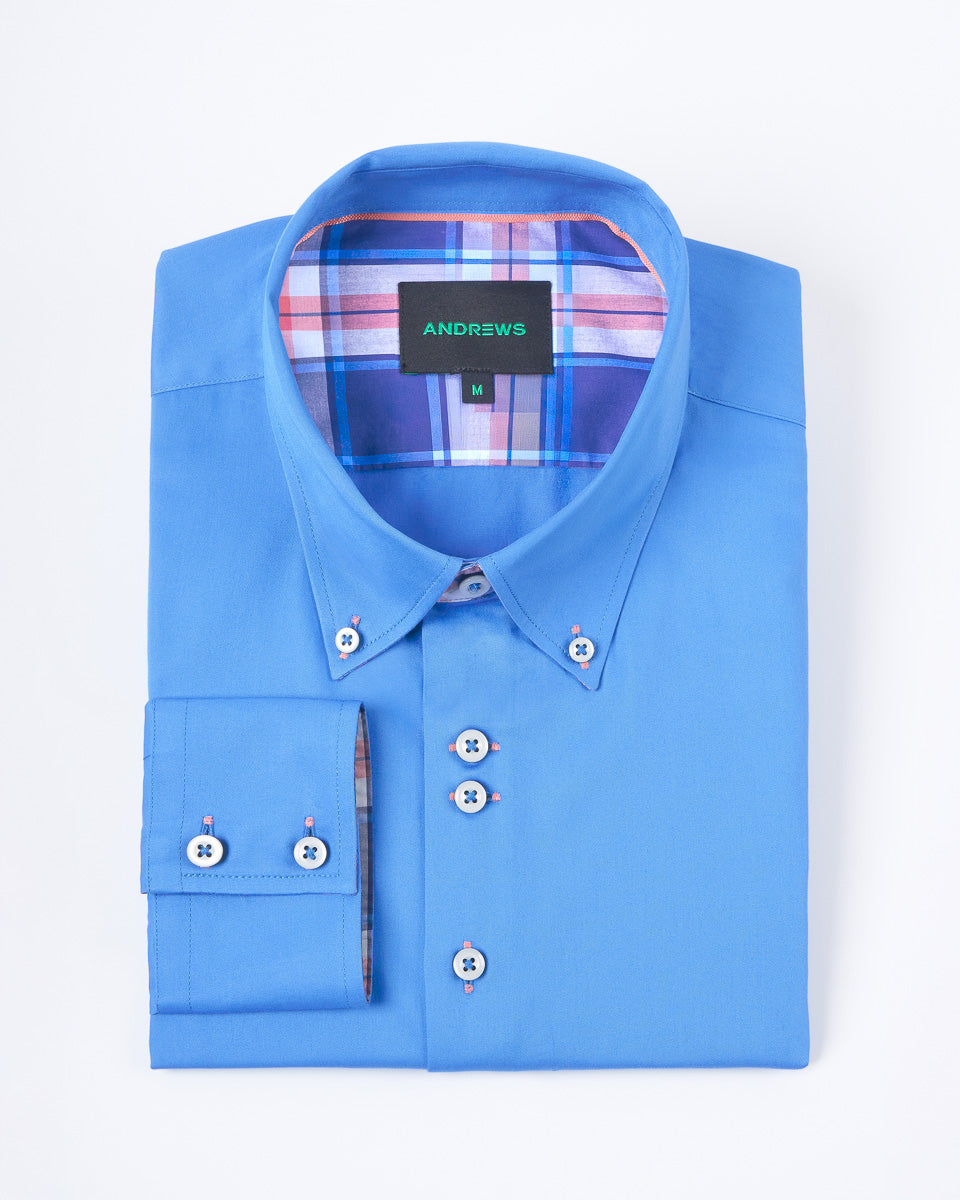 Camisa Casual Satinada - Turquesa