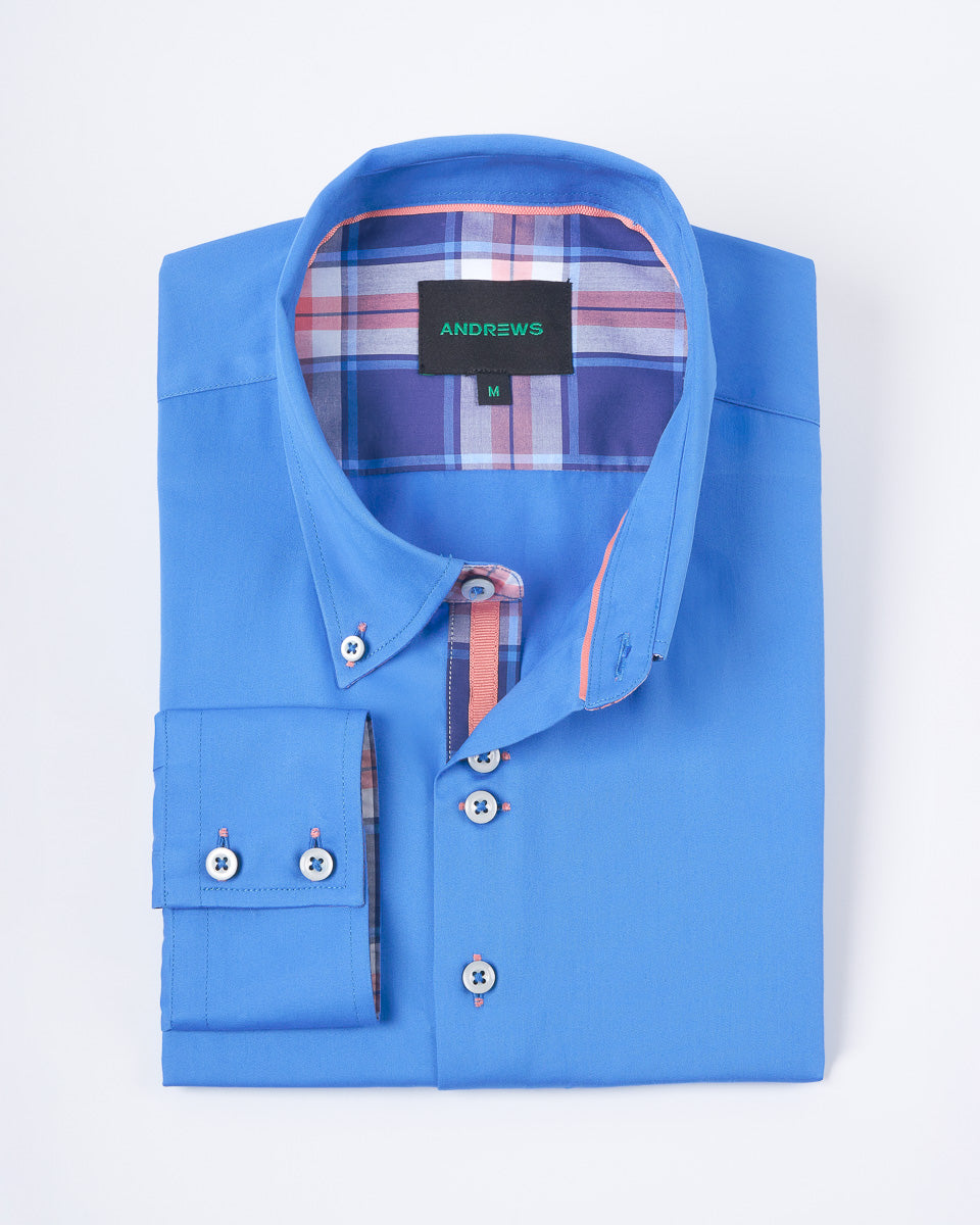 Camisa Casual Satinada - Turquesa