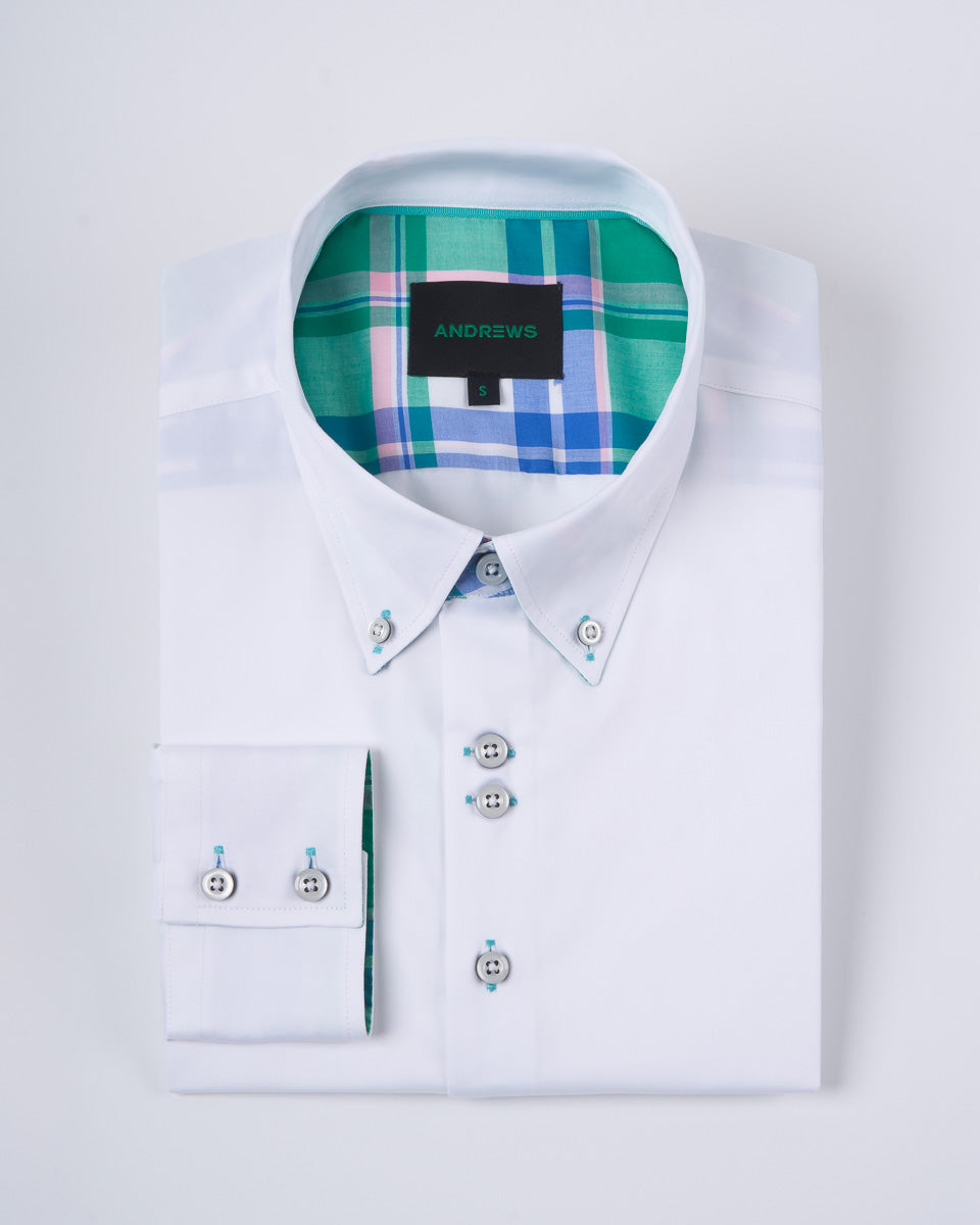 Camisa Casual Satinada - Blanco