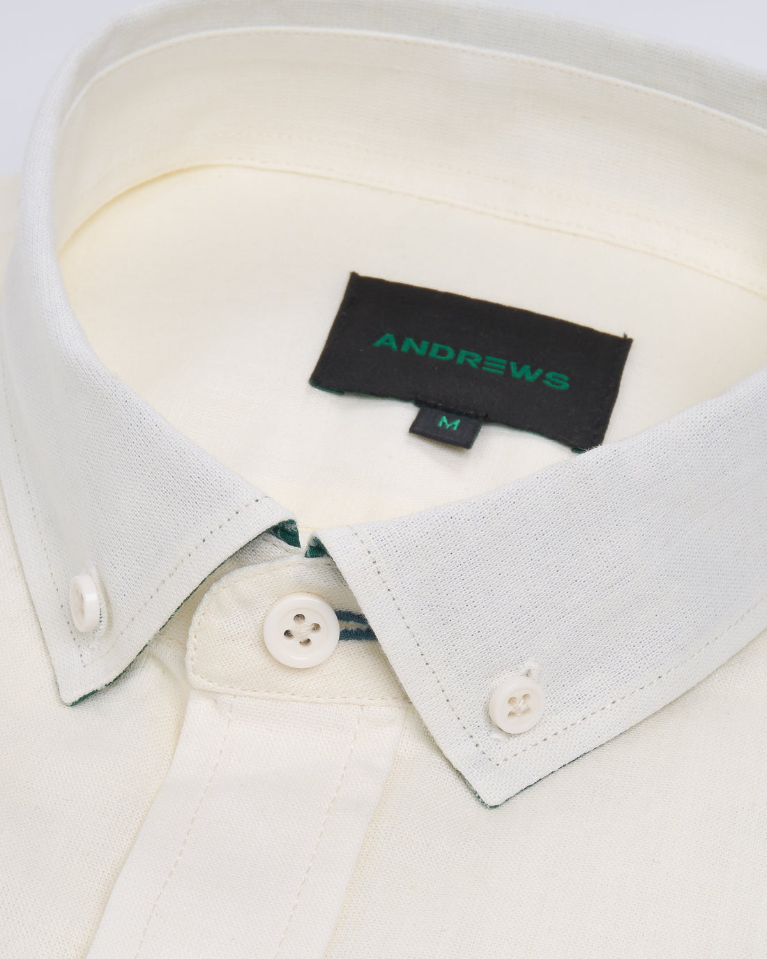 Camisa Casual Lino - cuello button-down Puño redondo simple 2 botones -Crema