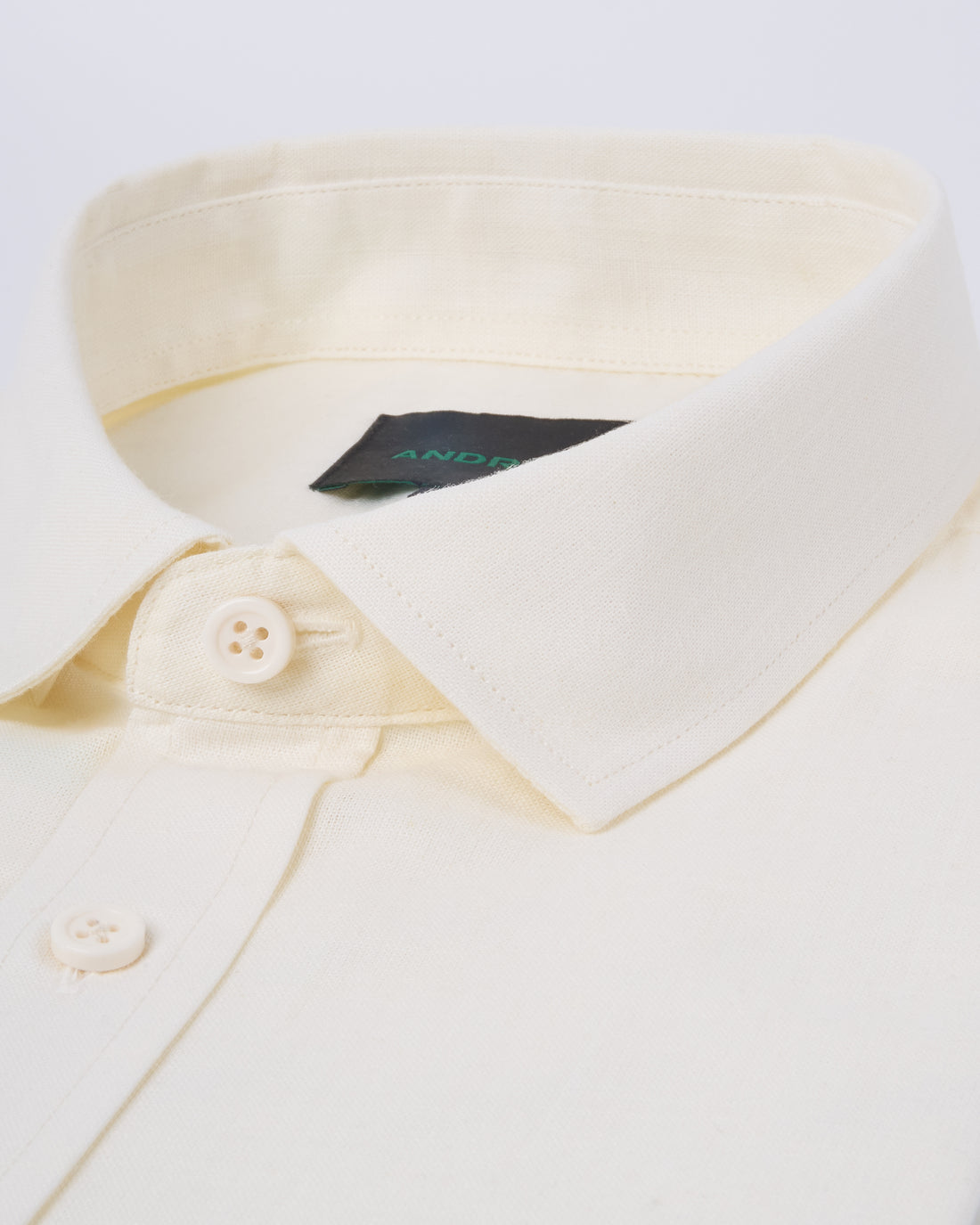 Camisa Casual Lino - Cuello Italiano puño simple 2 botones-Crema