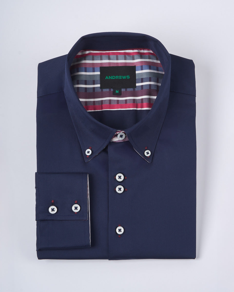 Camisa Casual Satinada - Azul