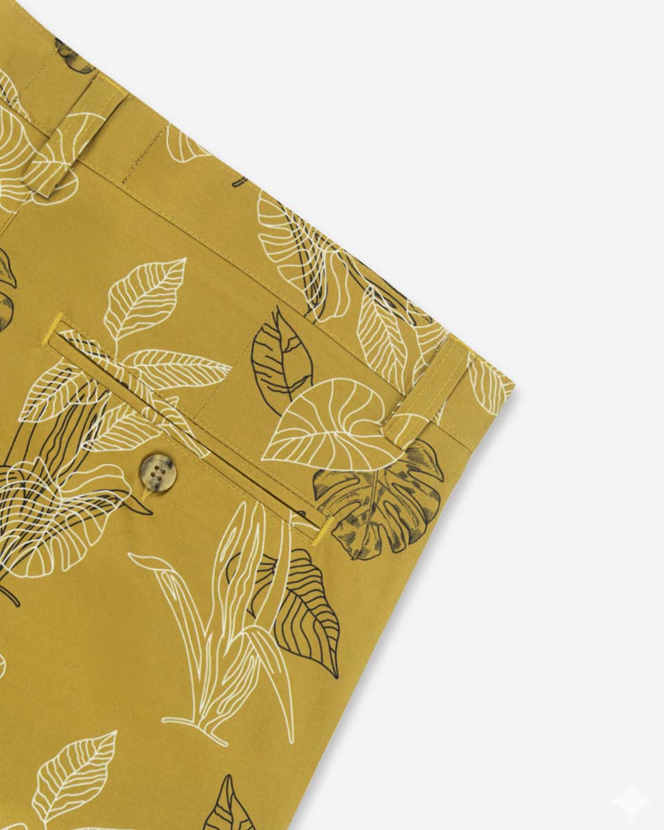 Bermuda Casual de Algodón Estampado color Mostaza