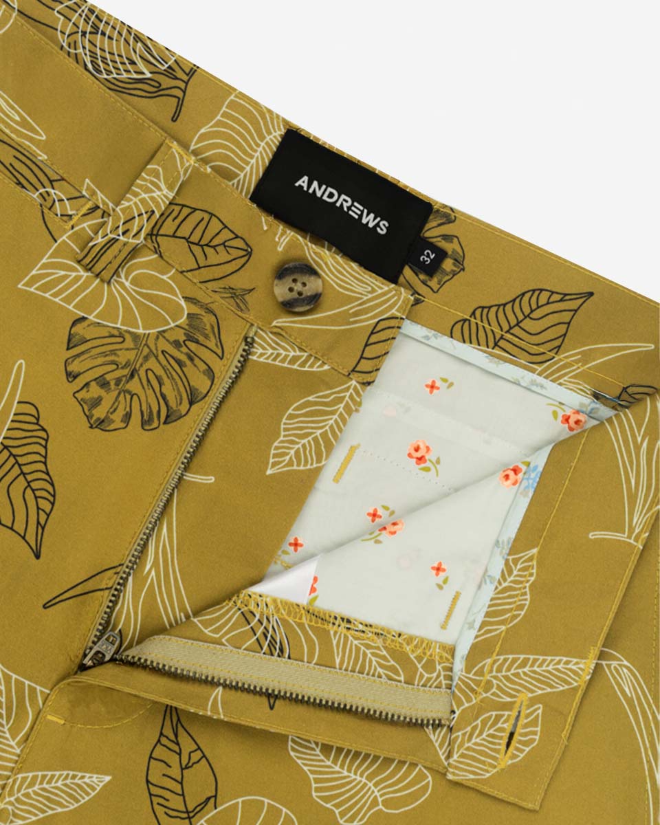 Bermuda Casual de Algodón Estampado color Mostaza