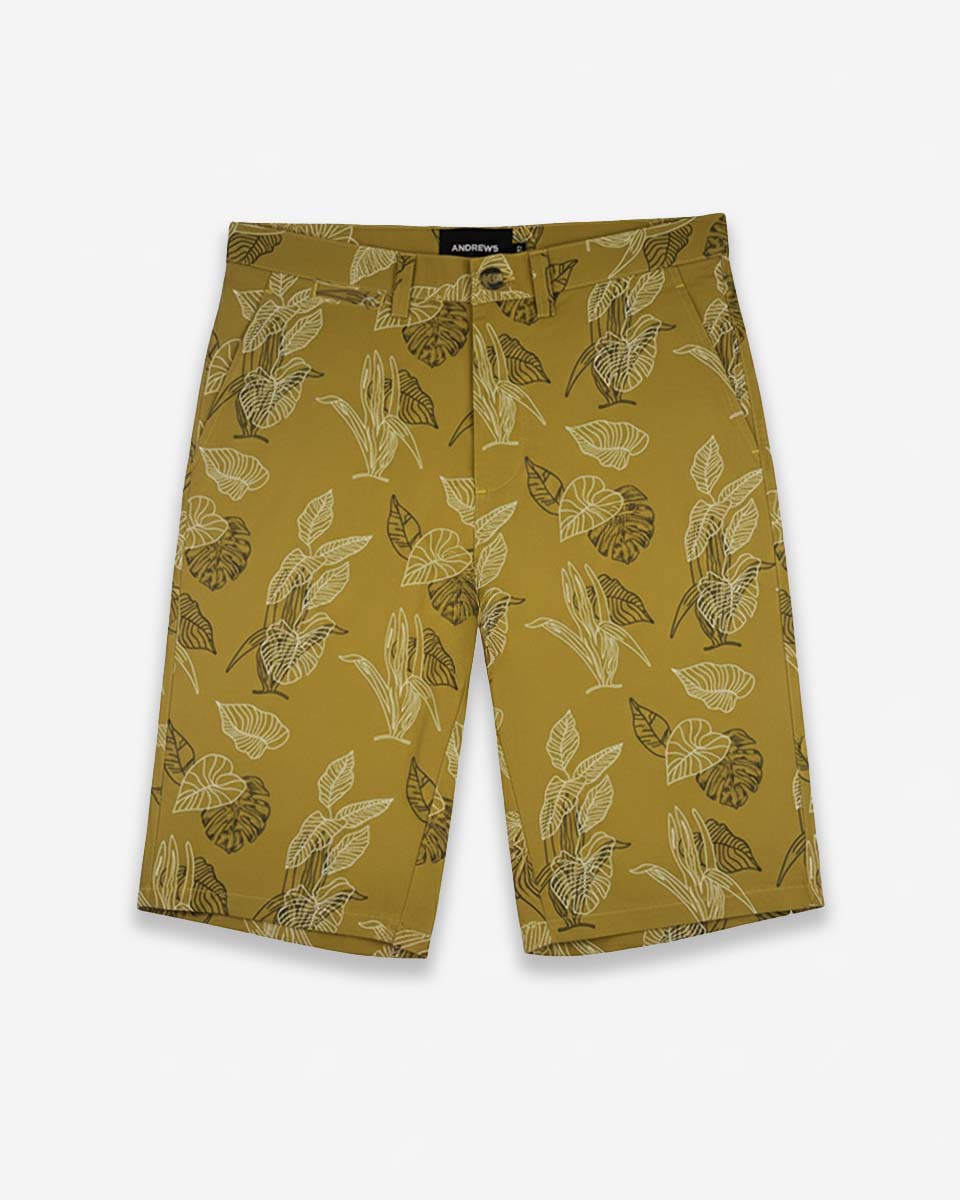 Bermuda Casual de Algodón Estampado color Mostaza