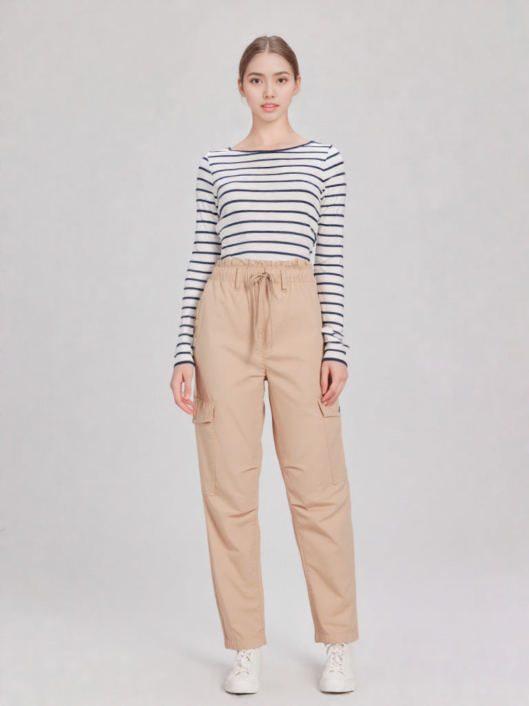 pantalones cargo mujer beige 