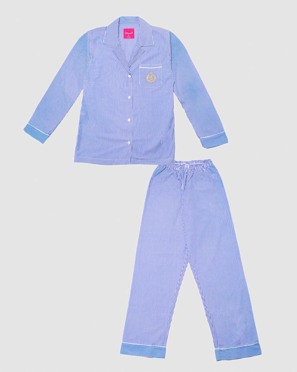 pijamas para mujer azul con rayas blancas