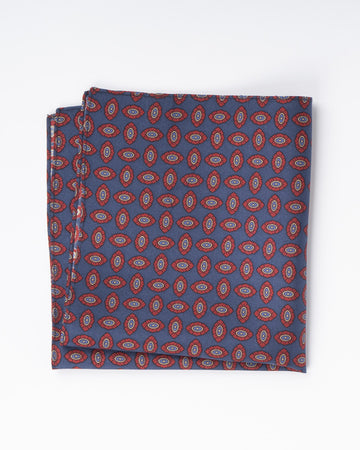 Pañuelo de Seda - Azul Acero con Diseño
