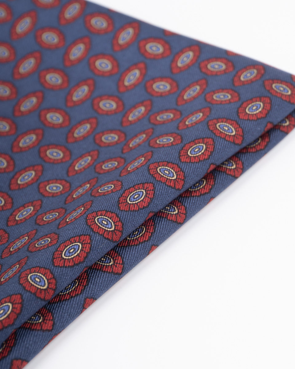 Pañuelo de Seda - Azul Acero con Diseño