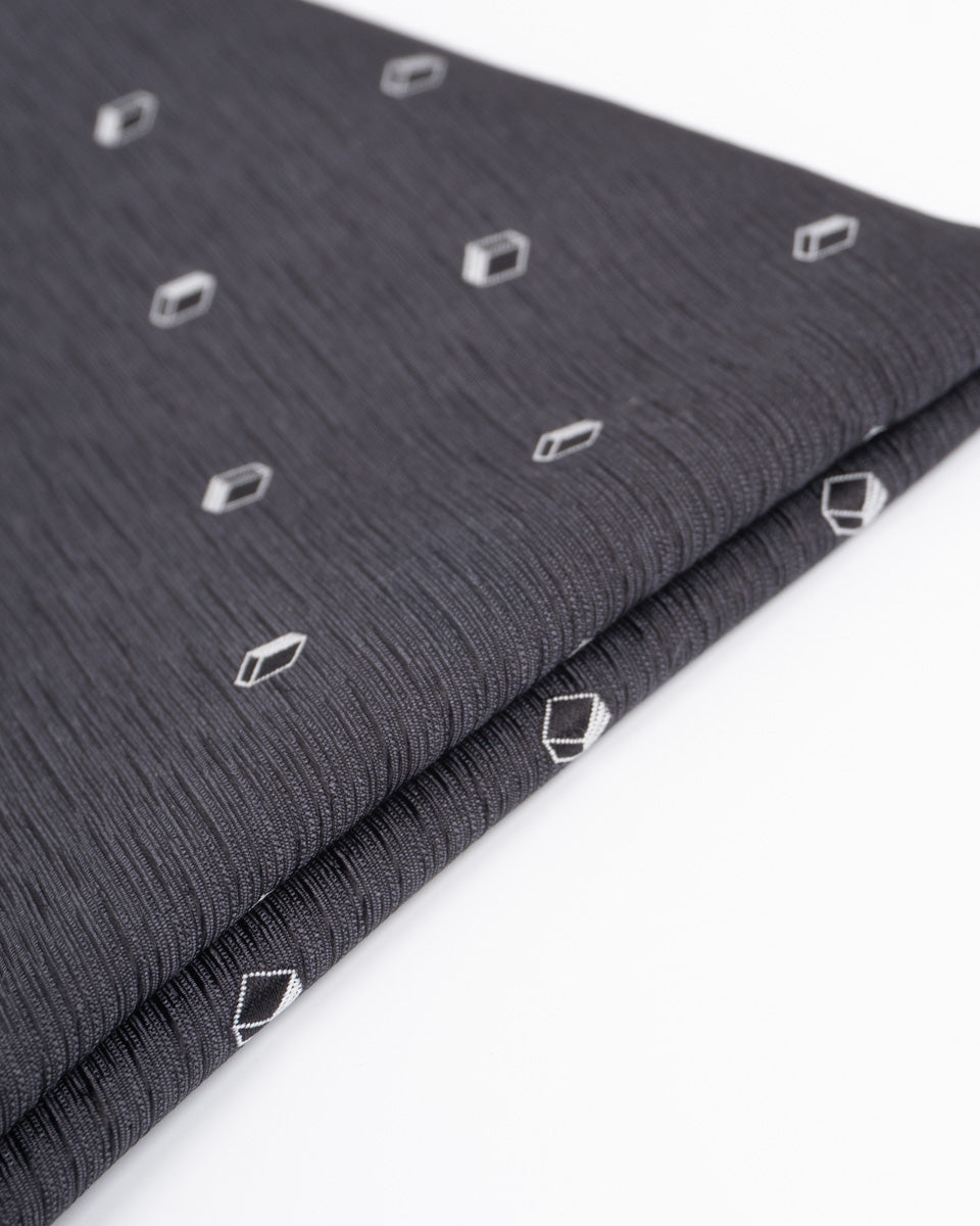 Pañuelo de Seda - Gris Oscuro con diseño de Cubos