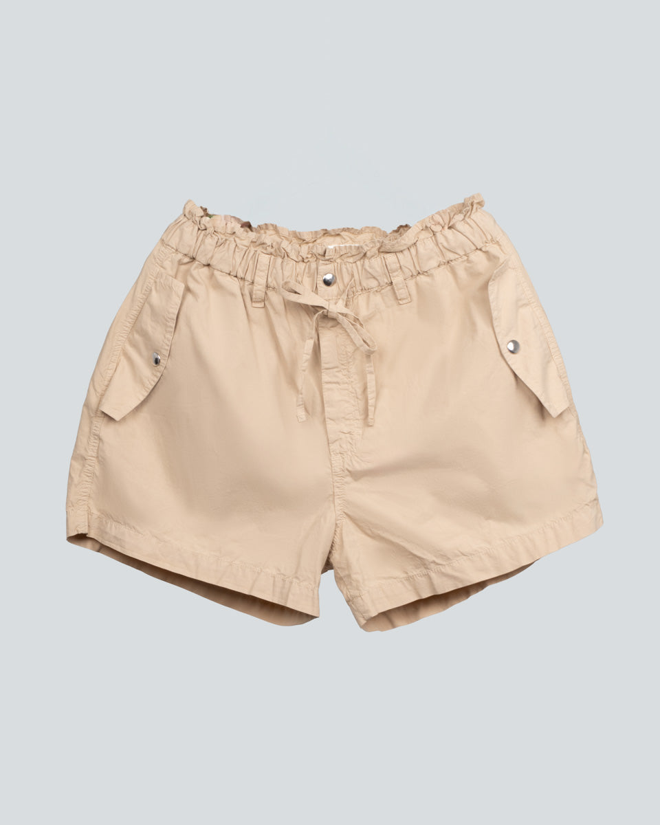 Short Verónica para mujer en popelina beige con bolsillos