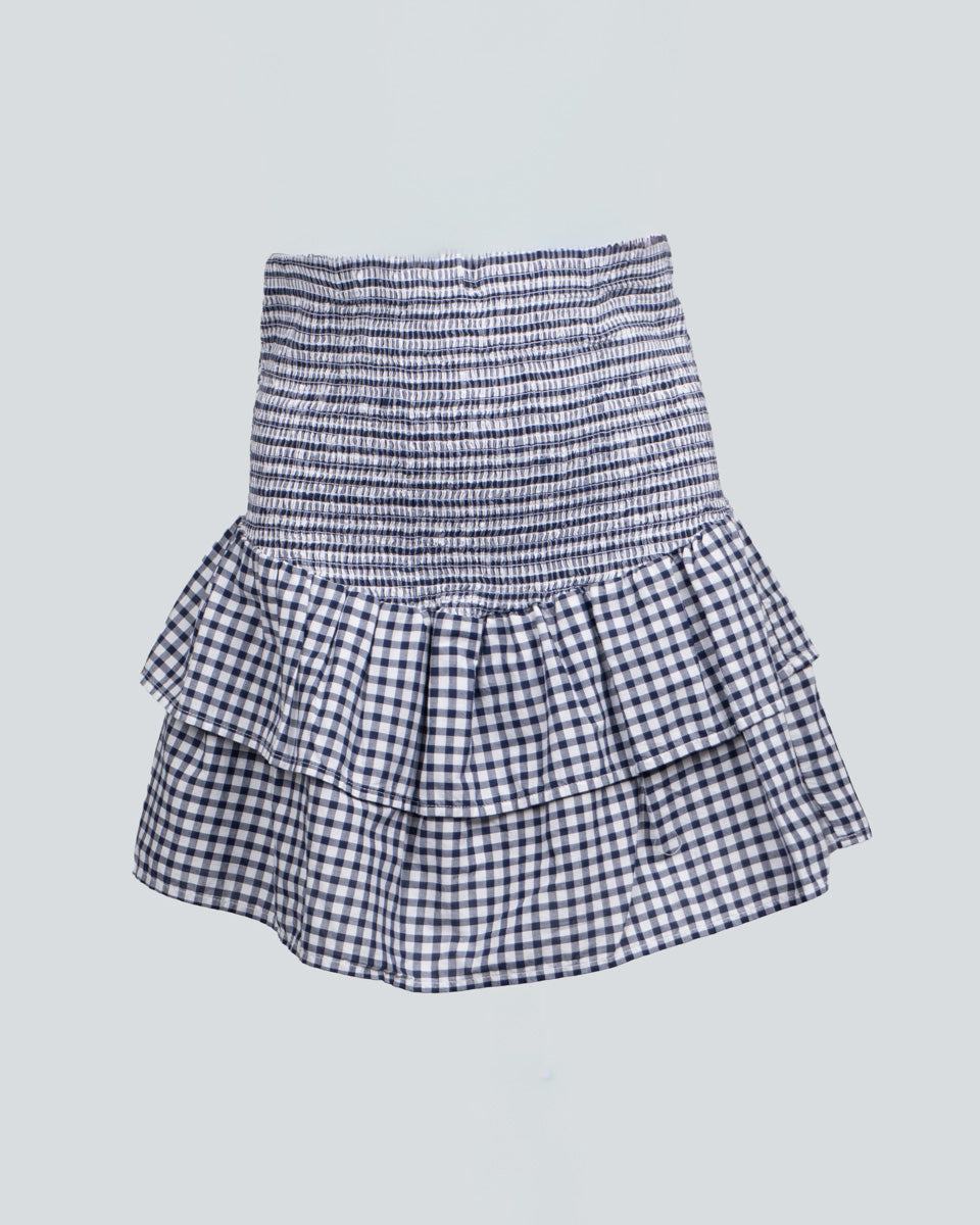 Falda Vania a cuadros azul con pliegues para mujer