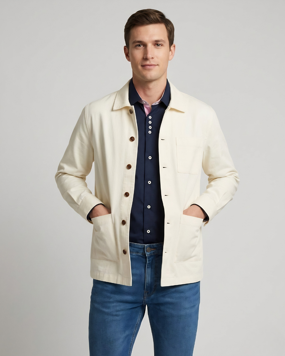 Sobrecamisa para Hombre con tres Bolsillos color Crema