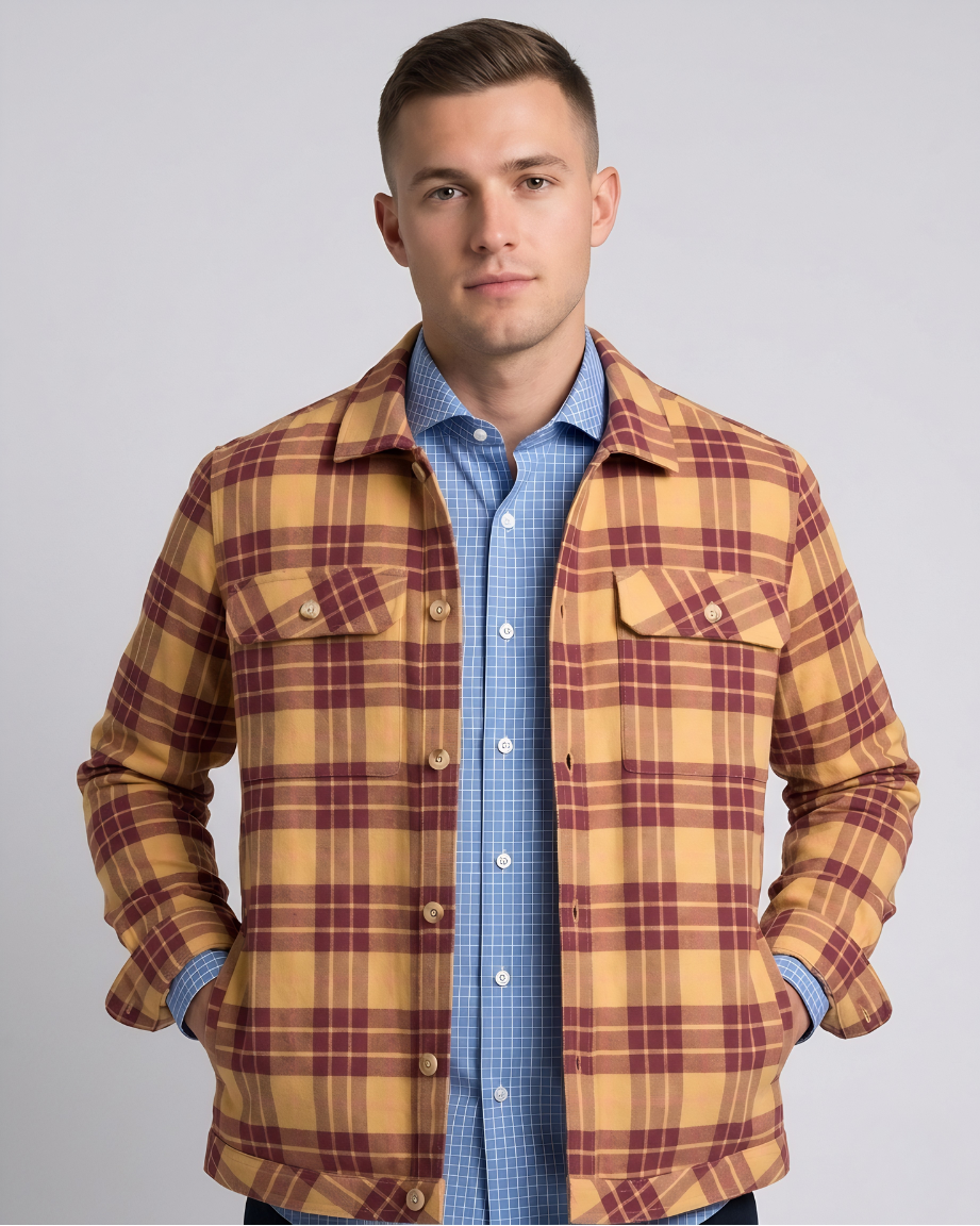 Sobrecamisa para Hombre con dos bolsillos con tapa color Camel